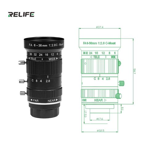 Objective RELIFE MB1, (with optical zoom, camera lens, 6-36mm; 12MP; F2.8-C; C-Mount) Preview 5