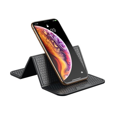 Антиковзаючий килимок Baseus Folding Bracket Antiskid Pad, чорний, силікон, розкладний, на панель, клейка основа, 205 мм, 122 мм, #SUWNT-01 Прев'ю 1