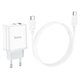 Adaptador de red Hoco C105A, 20 W, Power Delivery (PD), blanco, con cable USB tipo C - USB tipo C, 2 puertos, #6931474782922 Vista previa  1