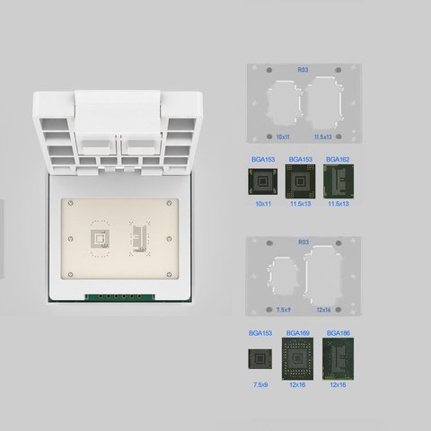 Versión mejorada 2025 - Adaptador 2 en 1 eMMC / eMCP (169-FBGA,153-FBGA,162-FBGA,186-FBGA) para UFI-Box Vista previa  5