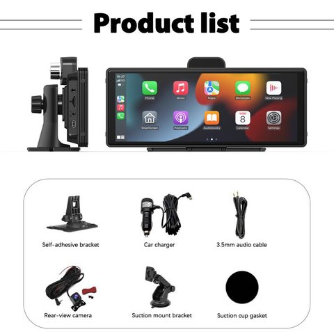 Універсальний монітор на 10.26 дюймів з безпровідним CarPlay Прев'ю 4