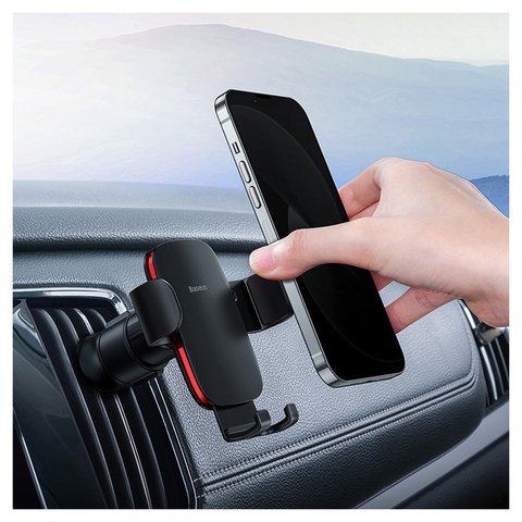 Автомобільний тримач Baseus Metal Age II, чорний, на дефлектор, #SUJS000001 Прев'ю 3