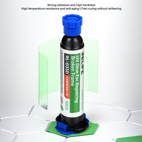 Клей RELIFE RL-035D, прозрачный, ультрафиолетовый, для ремонта трещин, для дисплейных рамок, 10 мл Превью 1