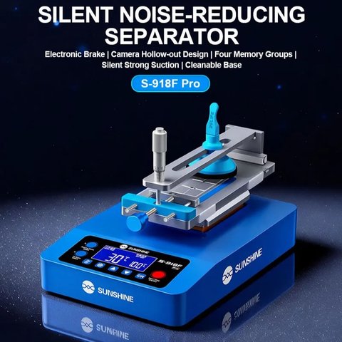 Устройство для расклеивания дисплейного модуля (сепаратор) Sunshine S-918F Pro, используется для экранов до 7", с вакуумным насосом Превью 1